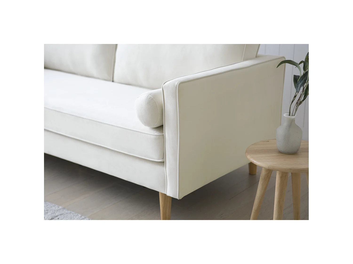 Canapé 3 places en velours beige STAN