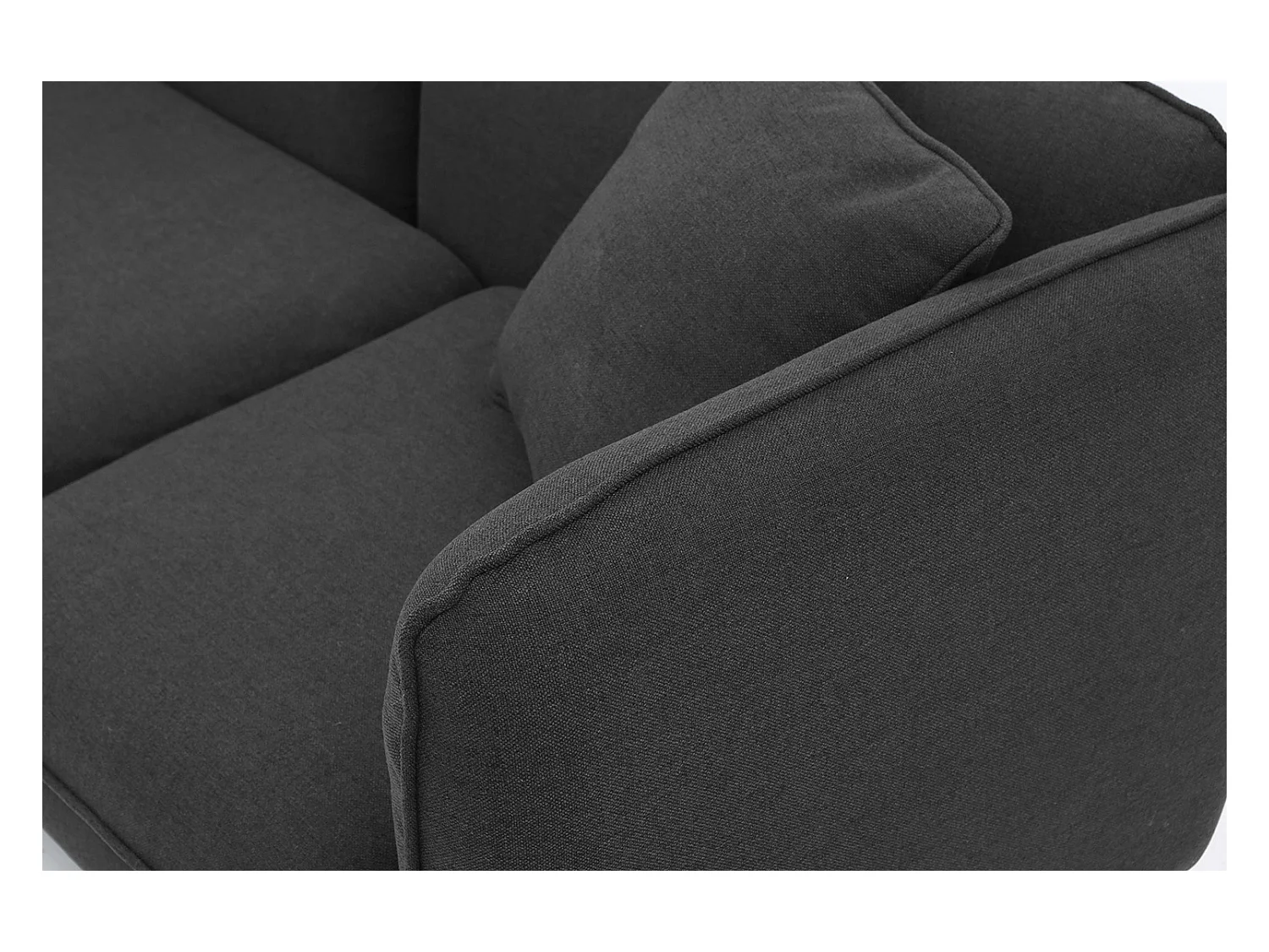 Canapé 3 places et 1 pouf en tissu gris anthracite ISKO