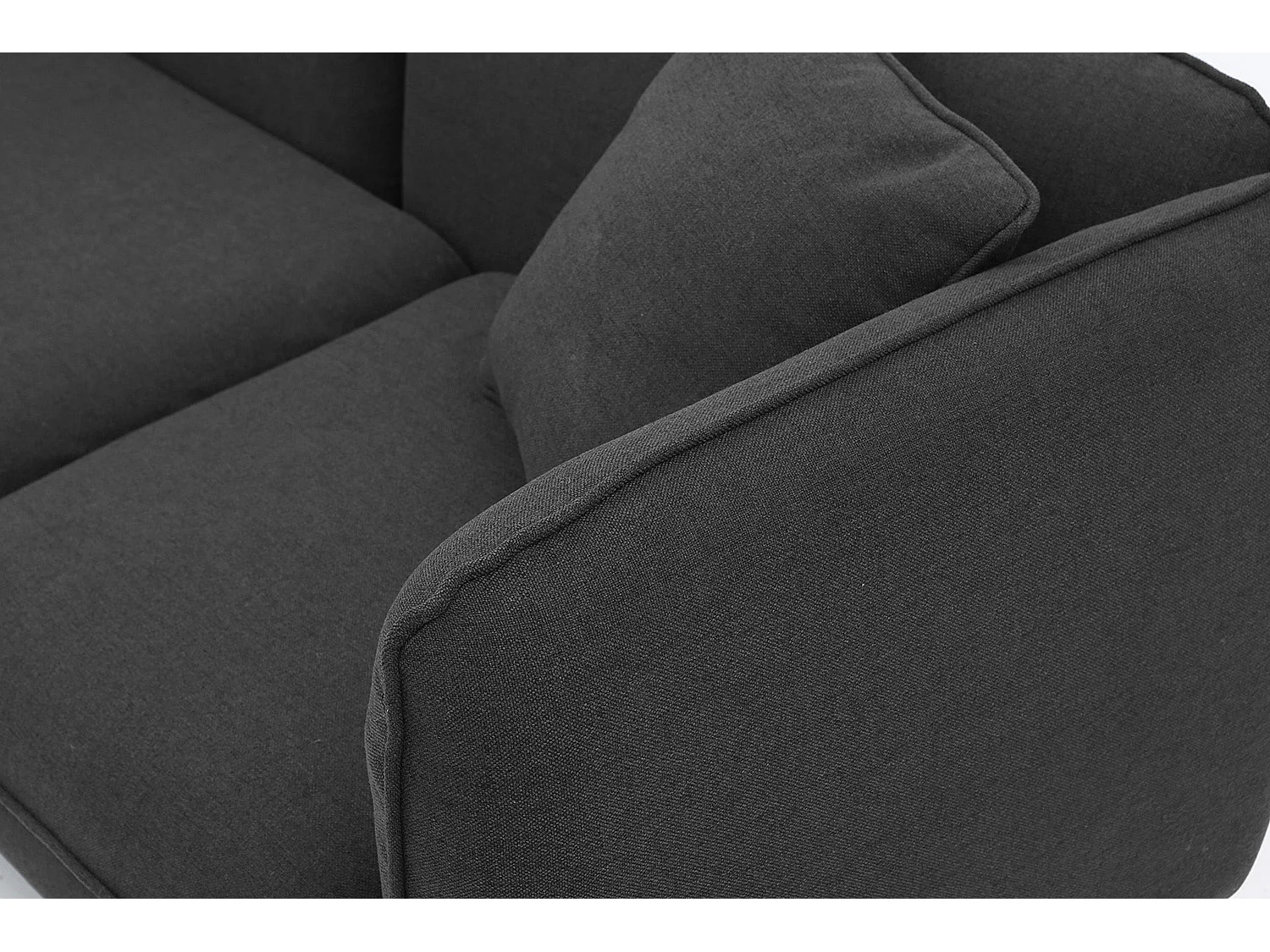 Canapé 3 places et 1 pouf en tissu gris anthracite ISKO