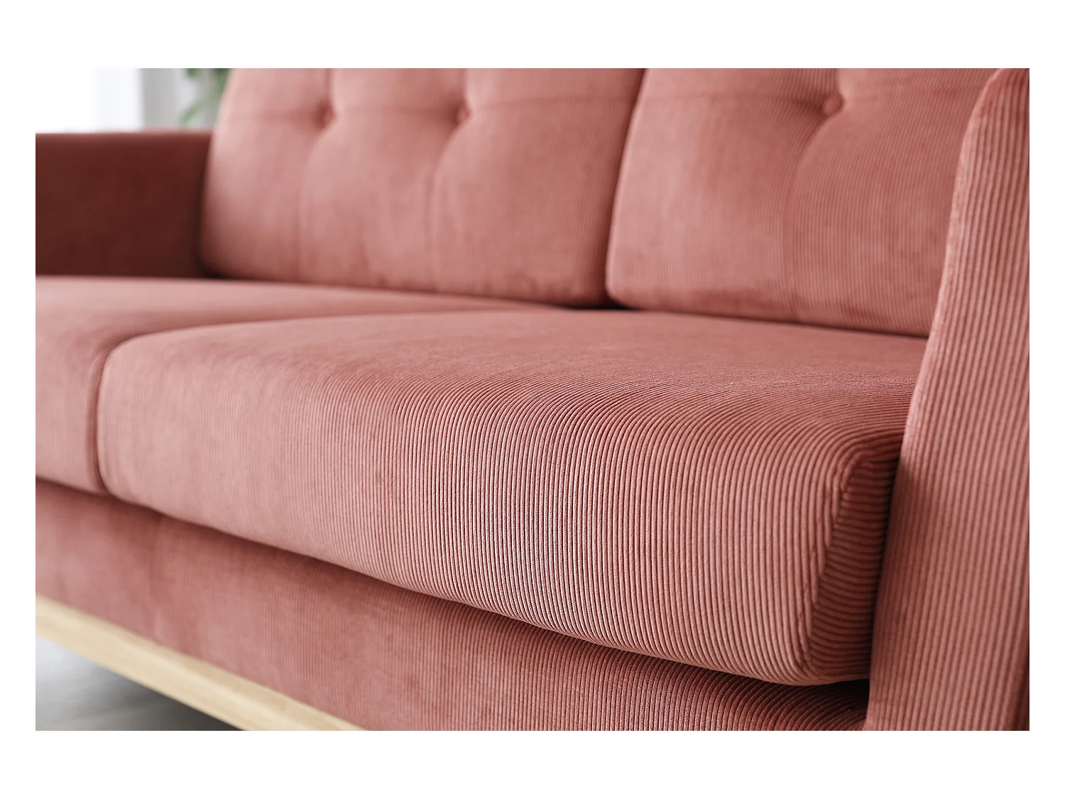 Canapé scandinave 3 places velours côtelé écureuil HOGA