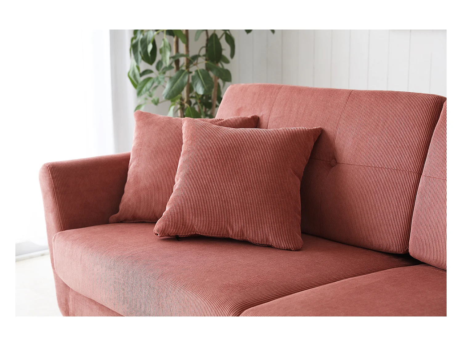 Canapé scandinave 3 places velours côtelé écureuil HOGA