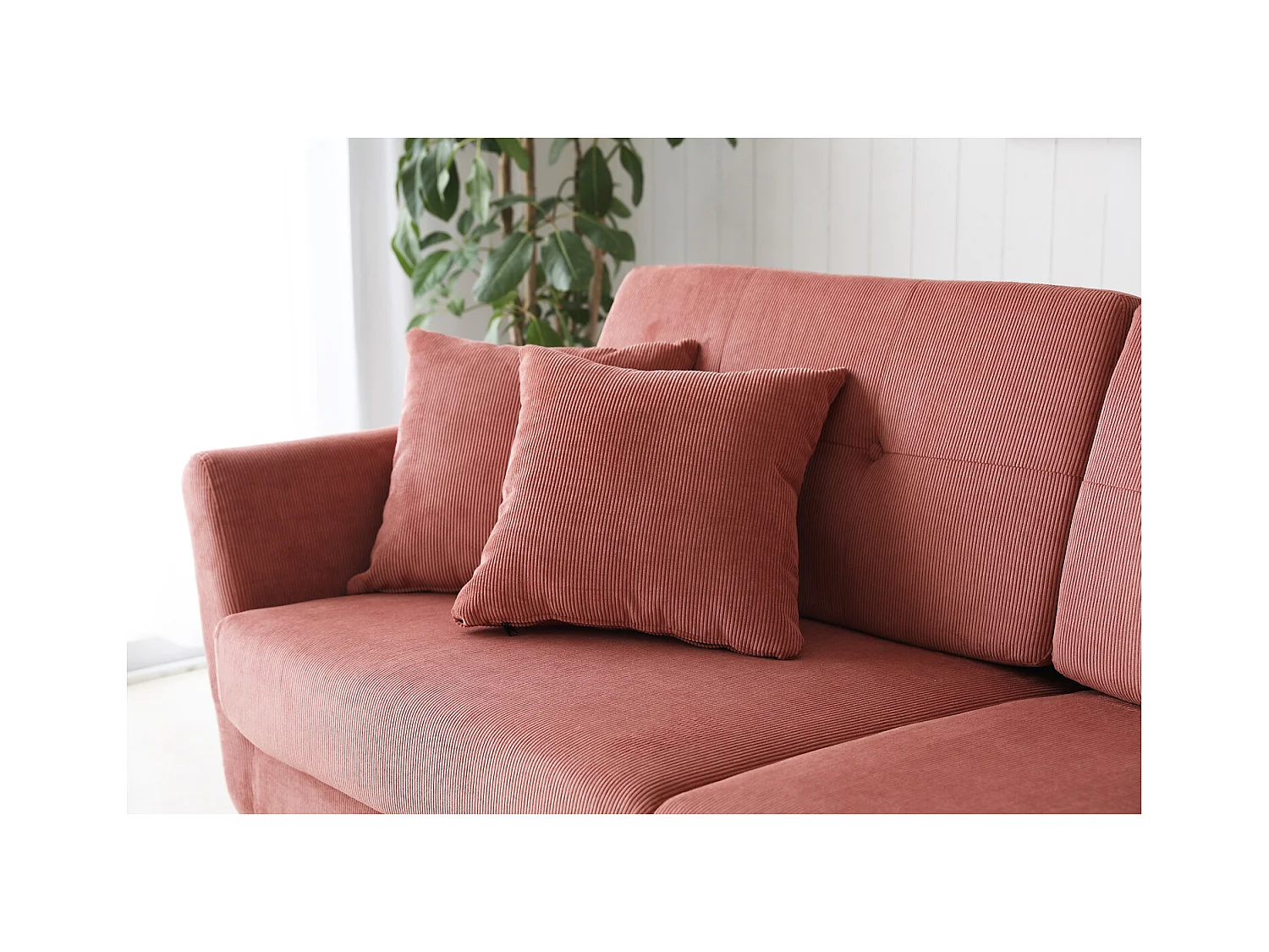 Canapé scandinave 3 places velours côtelé écureuil HOGA