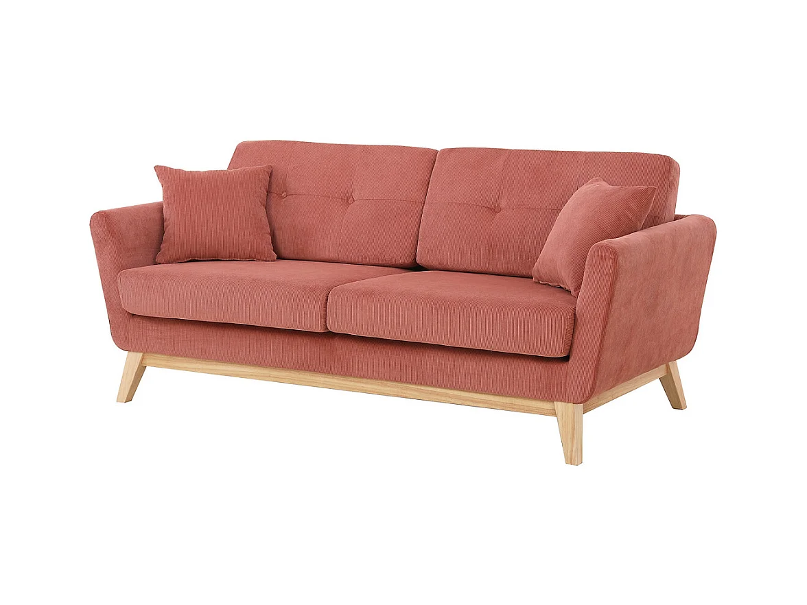 Canapé scandinave 3 places velours côtelé écureuil HOGA