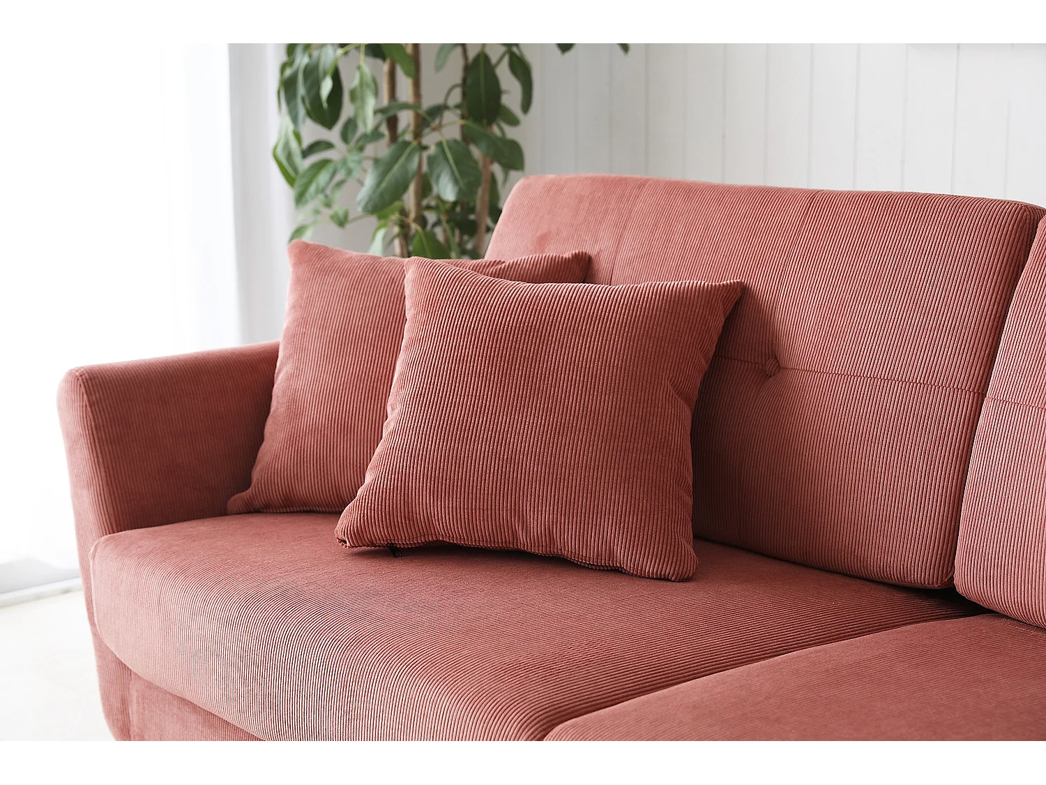 Canapé scandinave 3 places velours côtelé écureuil HOGA