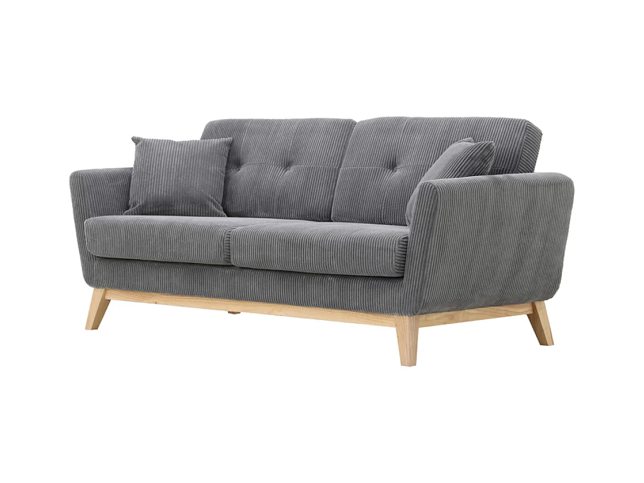 Canapé scandinave 3 places velours côtelé gris HOGA