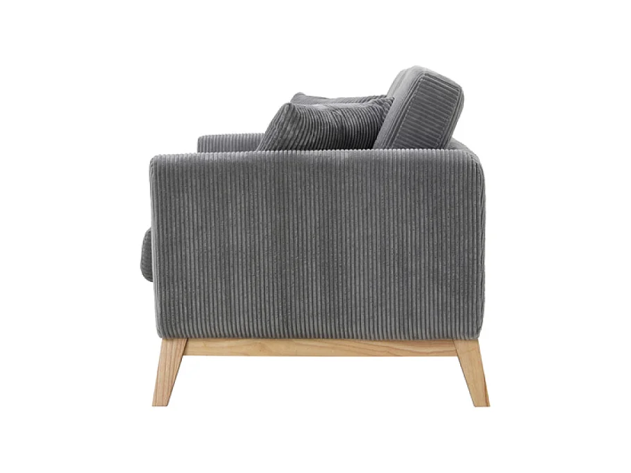 Canapé scandinave 3 places velours côtelé gris HOGA