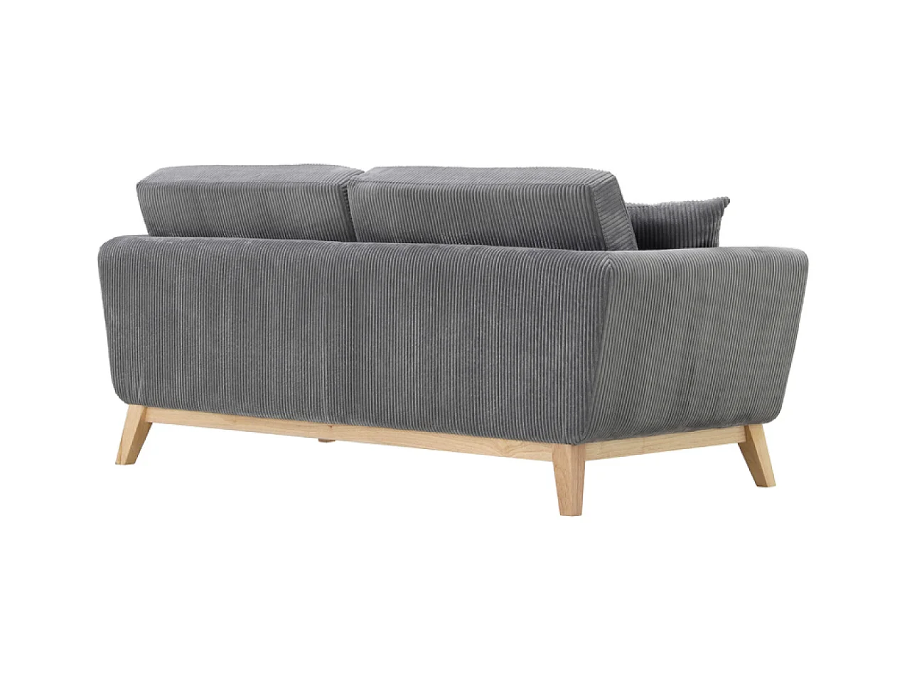 Canapé scandinave 3 places velours côtelé gris HOGA