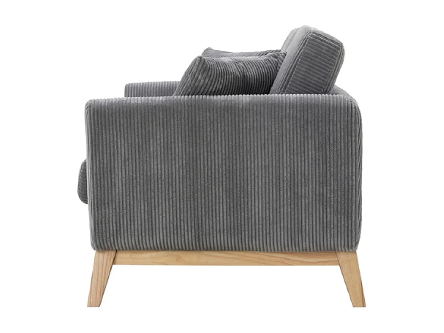 Canapé scandinave 3 places velours côtelé gris HOGA