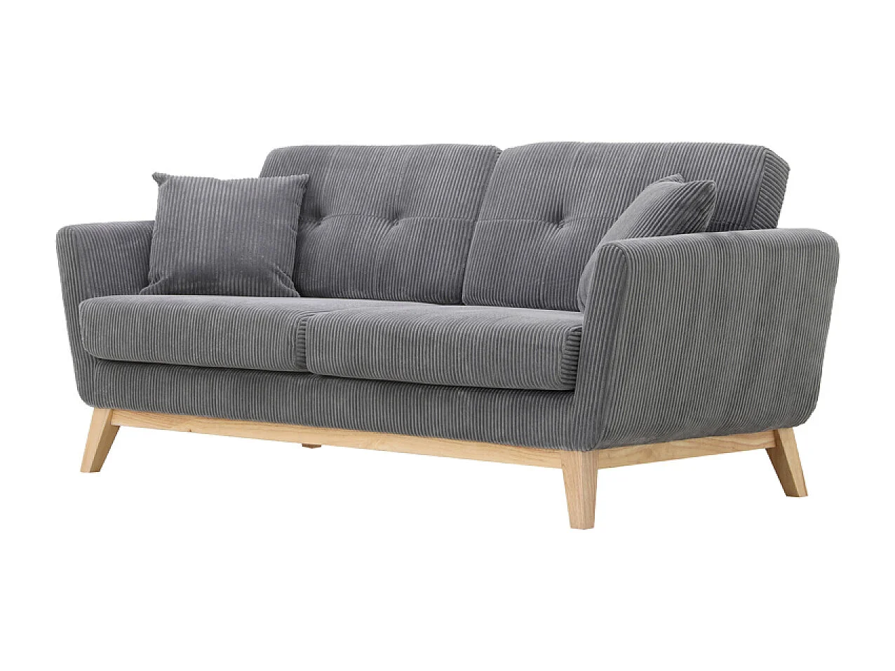 Skandinavisches 3-Sitzer-Sofa aus grauem Rippvelours HOGA
