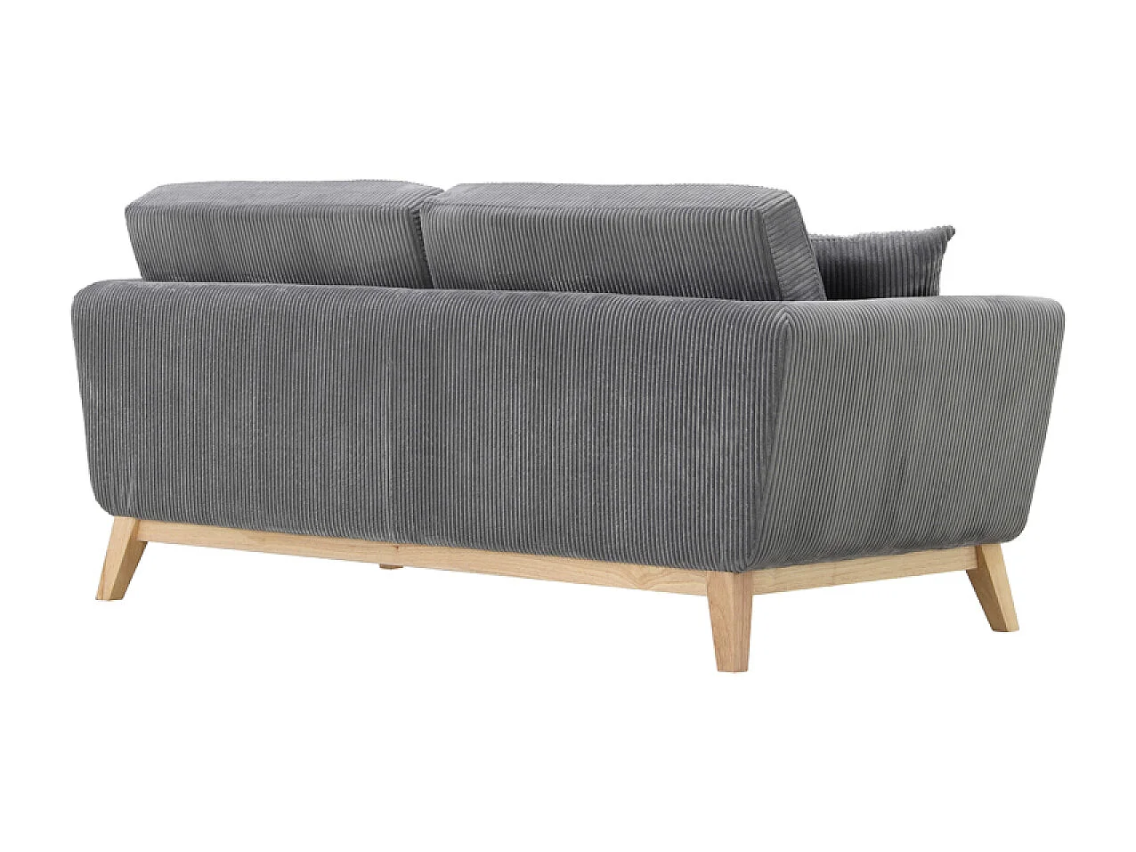 Skandinavisches 3-Sitzer-Sofa aus grauem Rippvelours HOGA