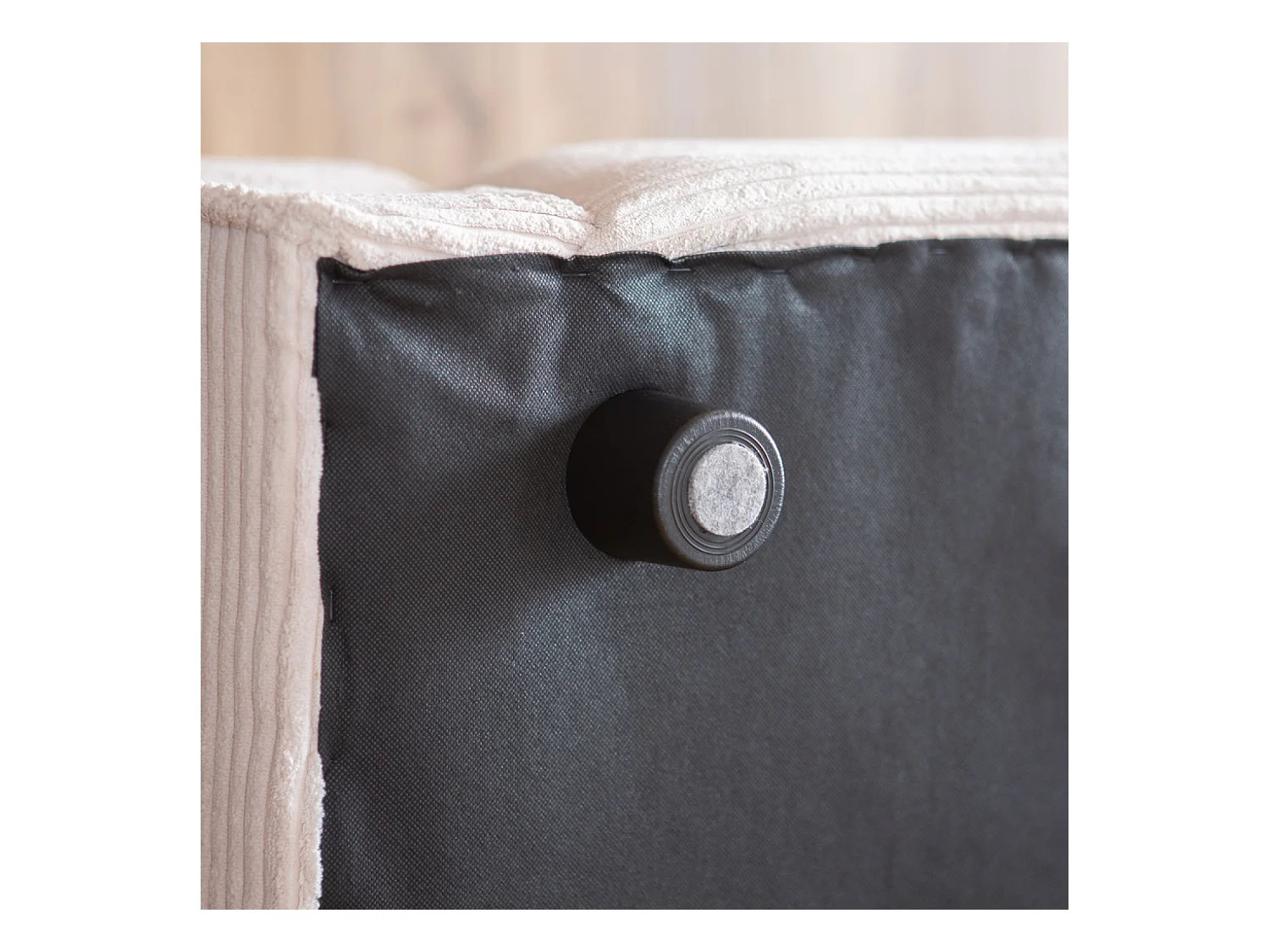 Divano modulare 3 posti + 1 poggiapiedi in velluto a coste beige MONROE