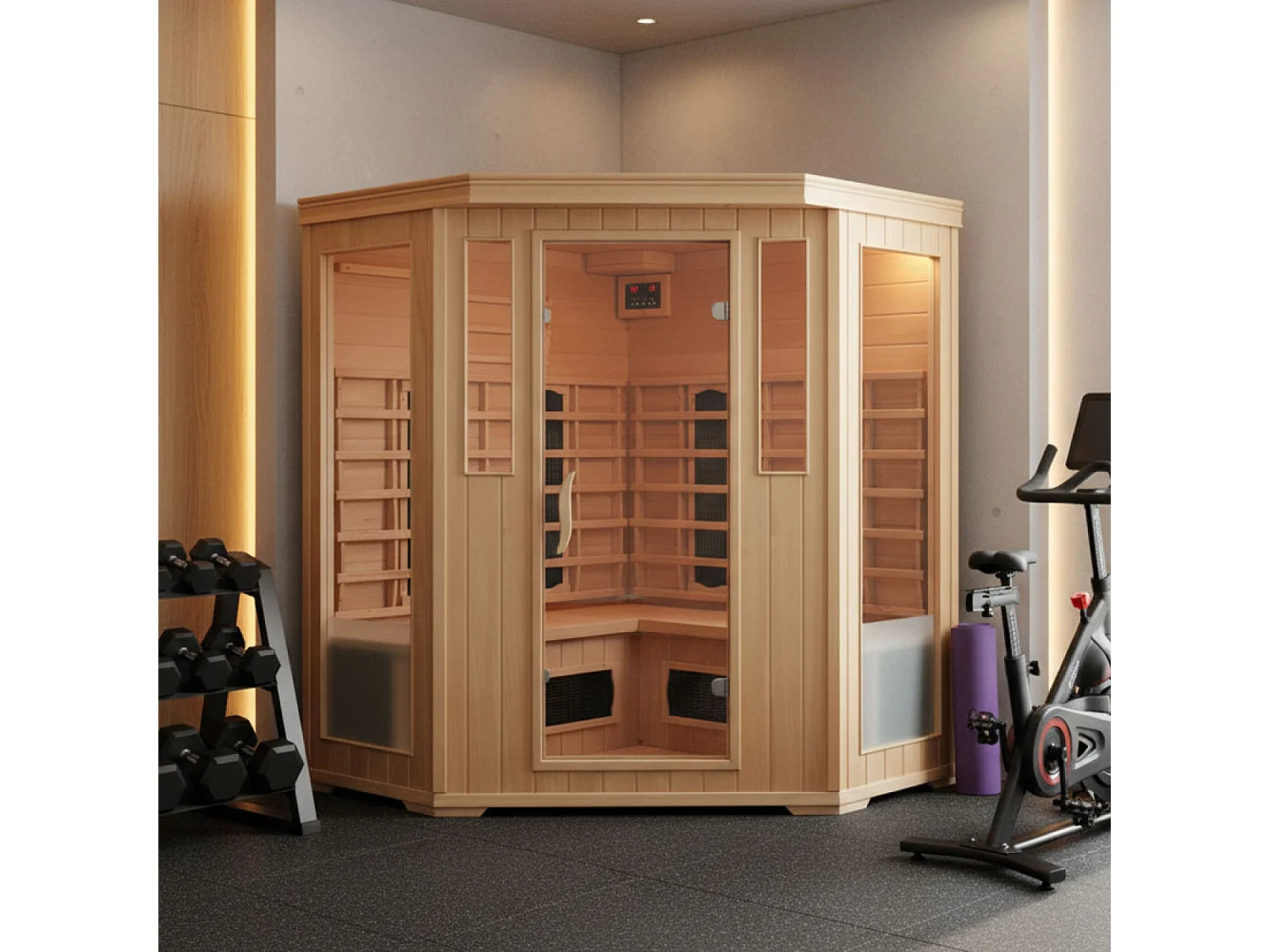 Parasol excéntrico, cuadrada de 3x3 m, giratoria 360 ° gris PALATINO