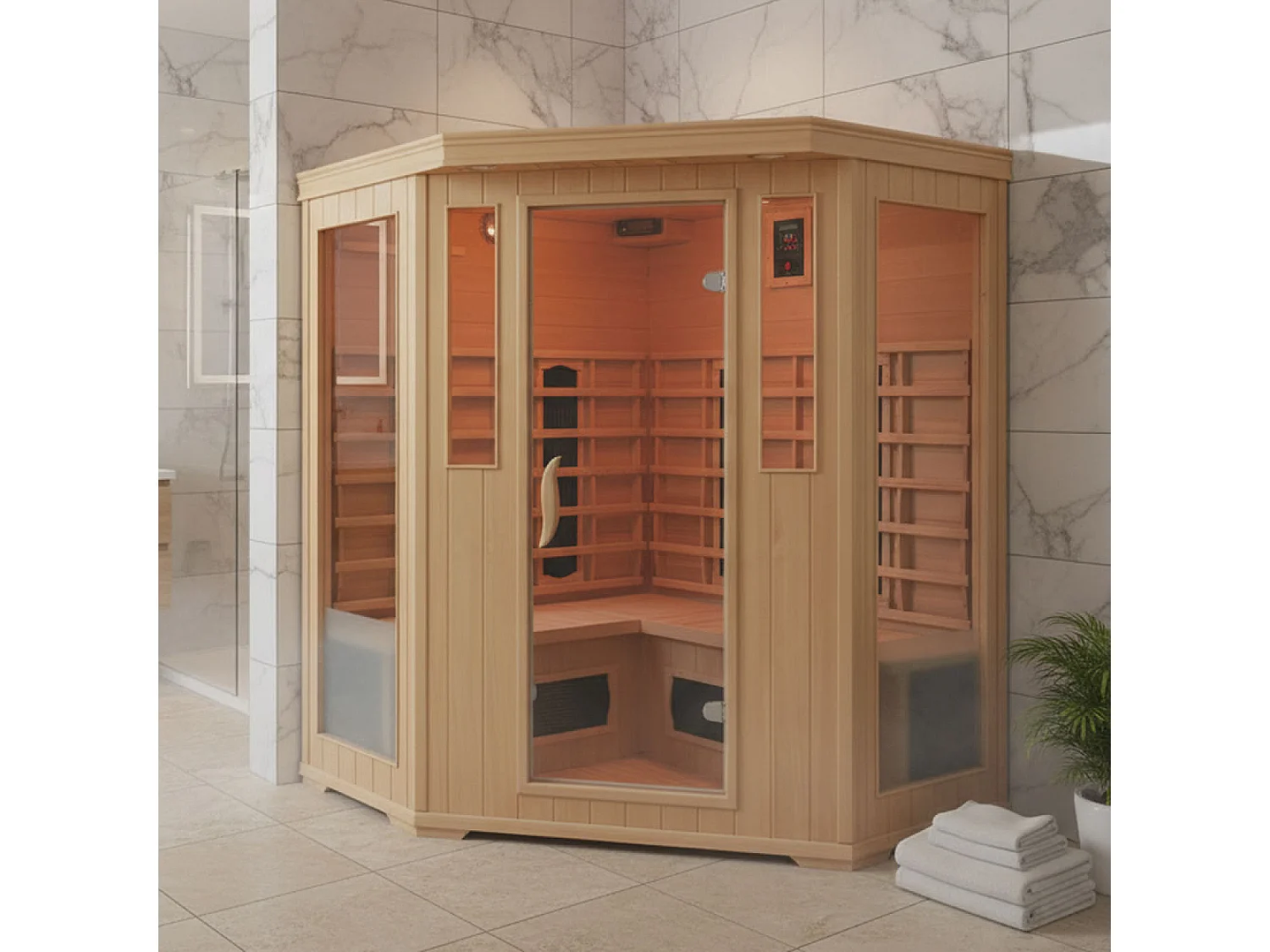 Parasol excéntrico, cuadrada de 3x3 m, giratoria 360 ° gris PALATINO