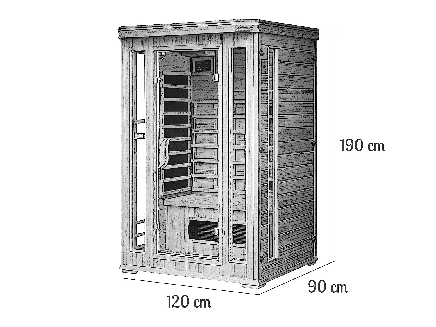 Sauna infravermelha de luxo com cromoterapia para 2 pessoas NARVIK com cromoterapia de 5 cores e rádio FM