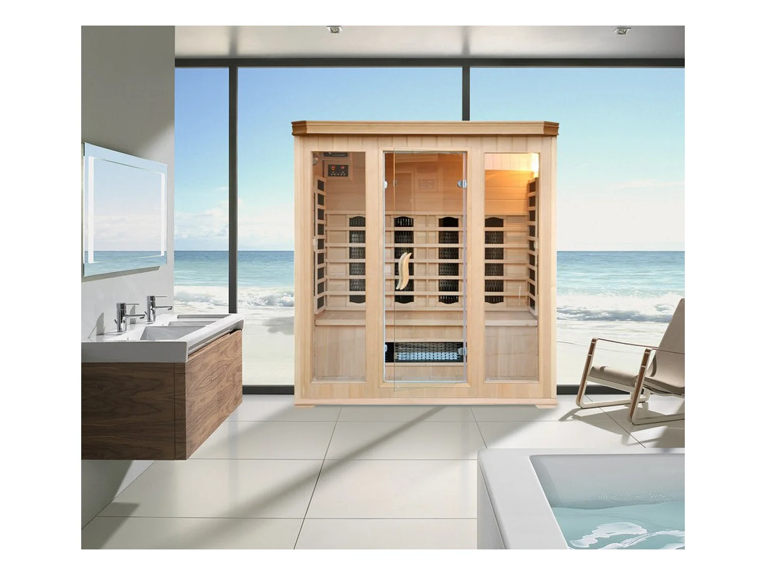 Freistehender und drehbarer Sonnenschirm 3 x 4m grau CESARE