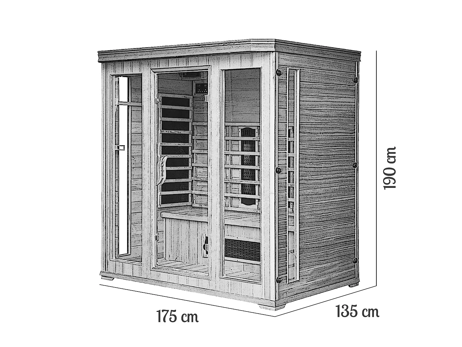 Sauna infrarrojo de lujo para 4/5 personas con cromoterapia y radio FM