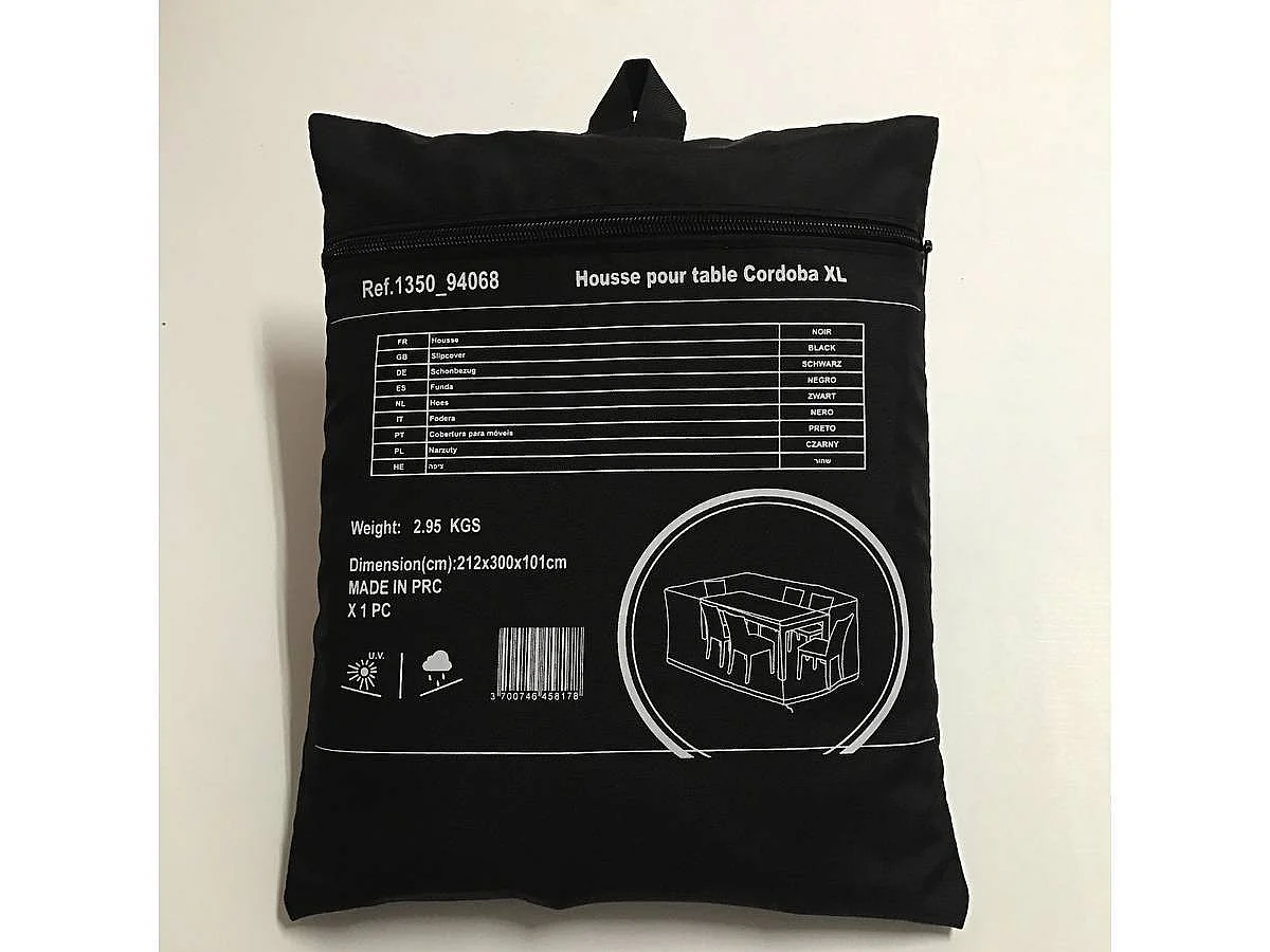Housse de protection pour salon de jardin repas - 300 x 212 x 101 cm - Noir