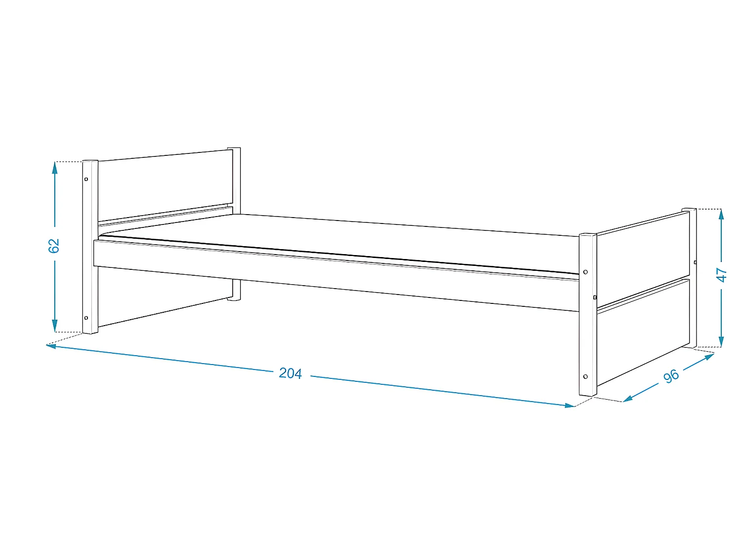 LIT ENFANT TYMON 90x200 Gris Livré avec sommiers