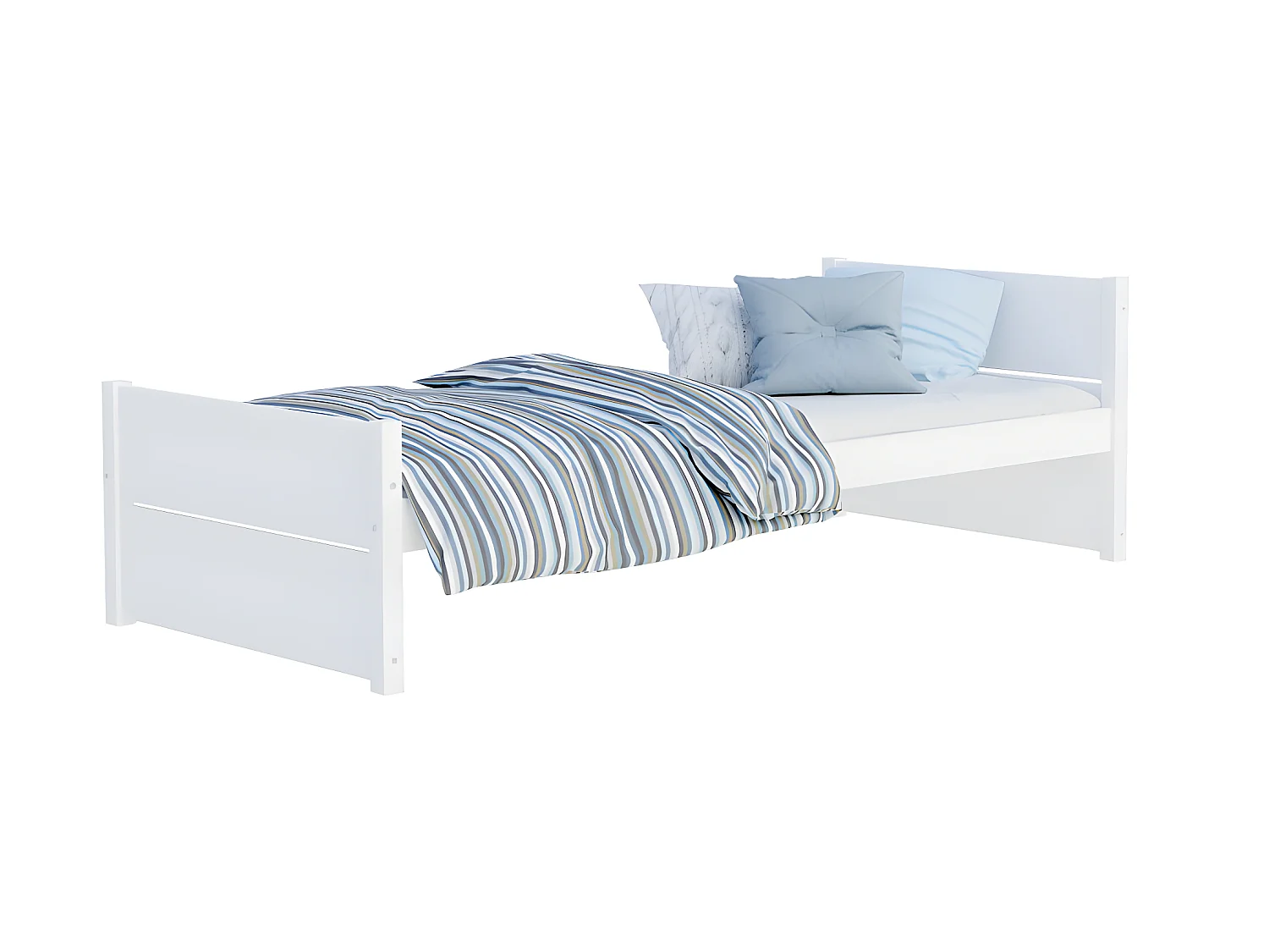 LIT ENFANT TYMON 90x200 Blanc Livré avec sommiers