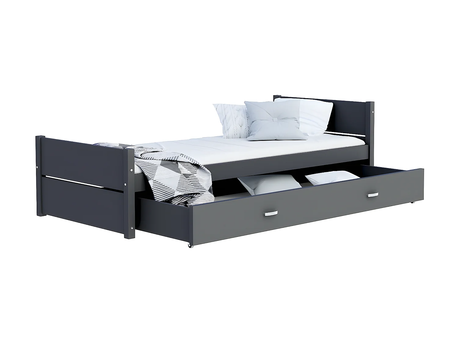 LIT ENFANT TYMON 90x200 + TIROIR Gris Livré avec le sommiers et tiroir.