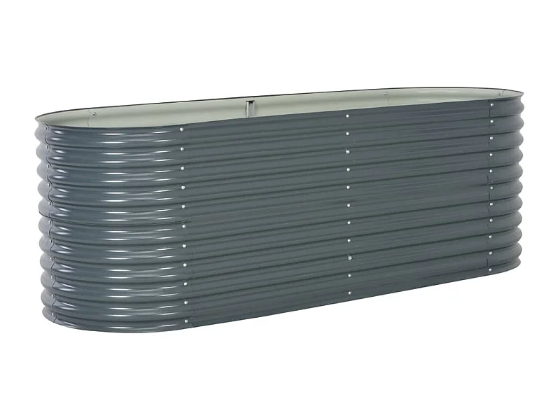 Macetero elevado plantas flores jardín 240 x 80 x 81 cm acero galvanizado gris 02_0001023