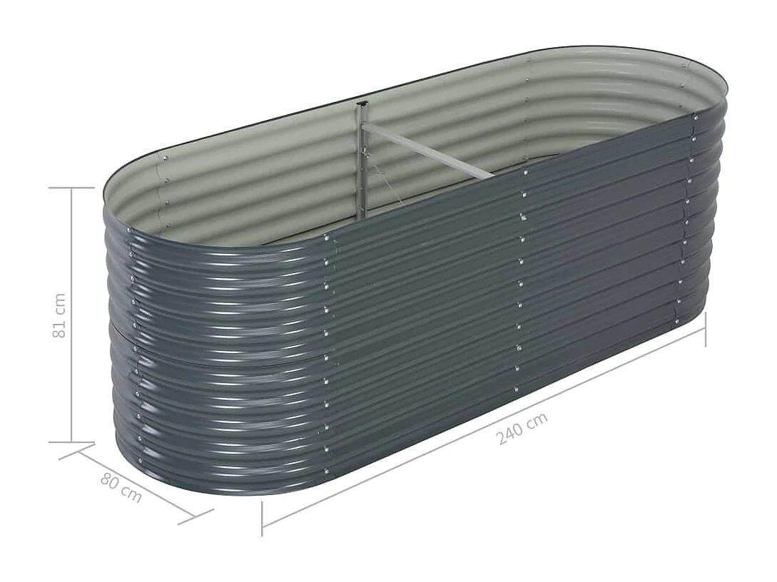 Jardinière lit surélevé plantes grise 240 x 80 x 81 cm 02_0001023