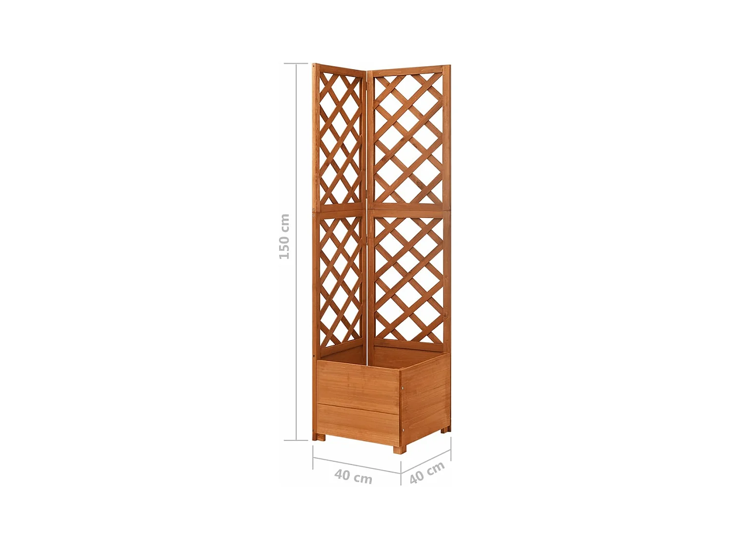 Jardinière d'angle en treillis bois marron 40 x 40 x 150 cm 02_0000817