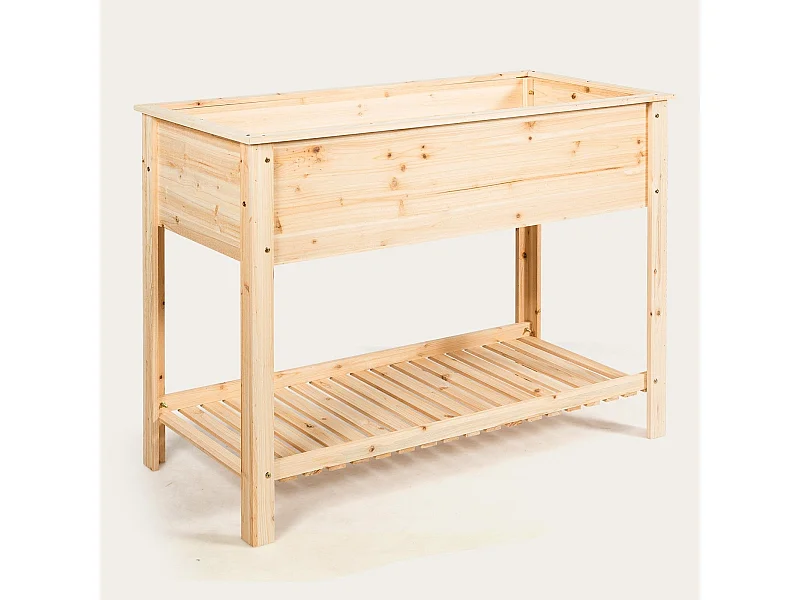 Fioriera rialzata in legno con ripiano ideale per coltivare piante fiori 92 x 41 x 81 cm 20_0000683
