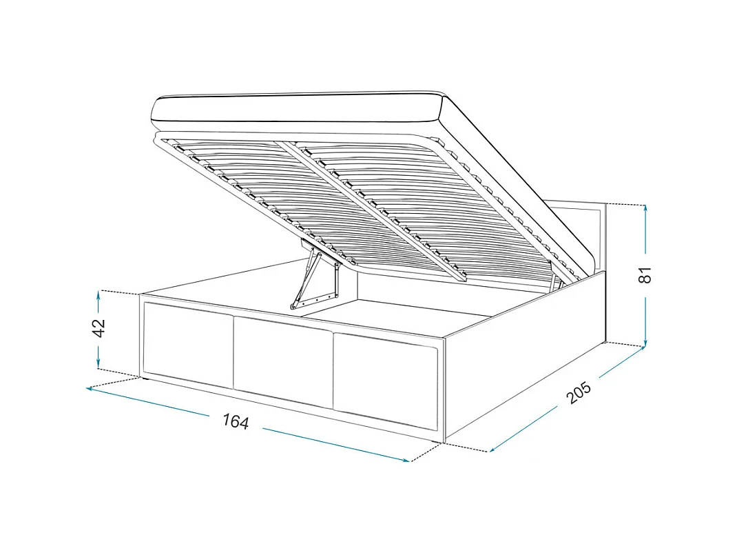 Lit coffre Panama T 160x200 - Sommier inclus Blanc - Gris foncé