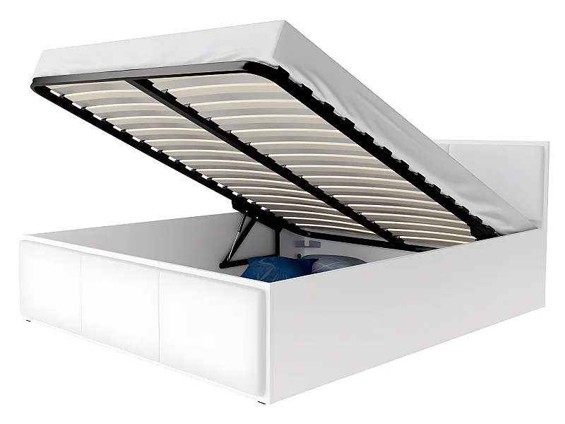 Lit coffre Panama T 160x200 - Sommier inclus Blanc