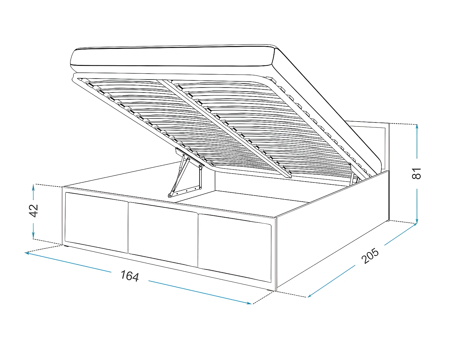 Lit coffre Panama T 160x200 - Sommier inclus Blanc