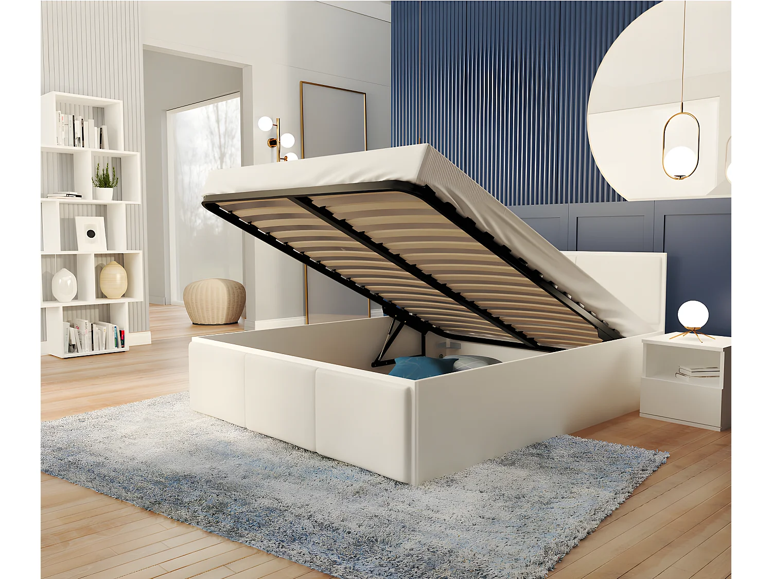 Lit coffre Panama T 160x200 - Sommier inclus Blanc