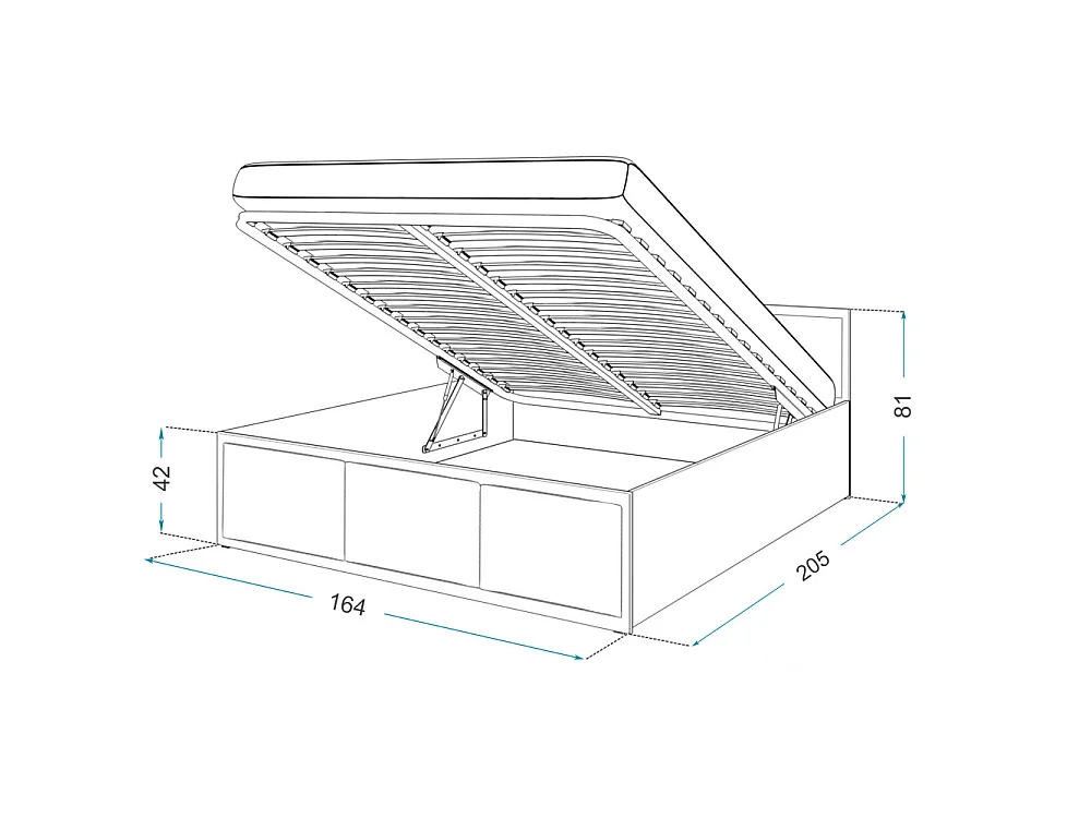 Lit coffre Panama T 160x200 - Sommier inclus Blanc - Gris clair