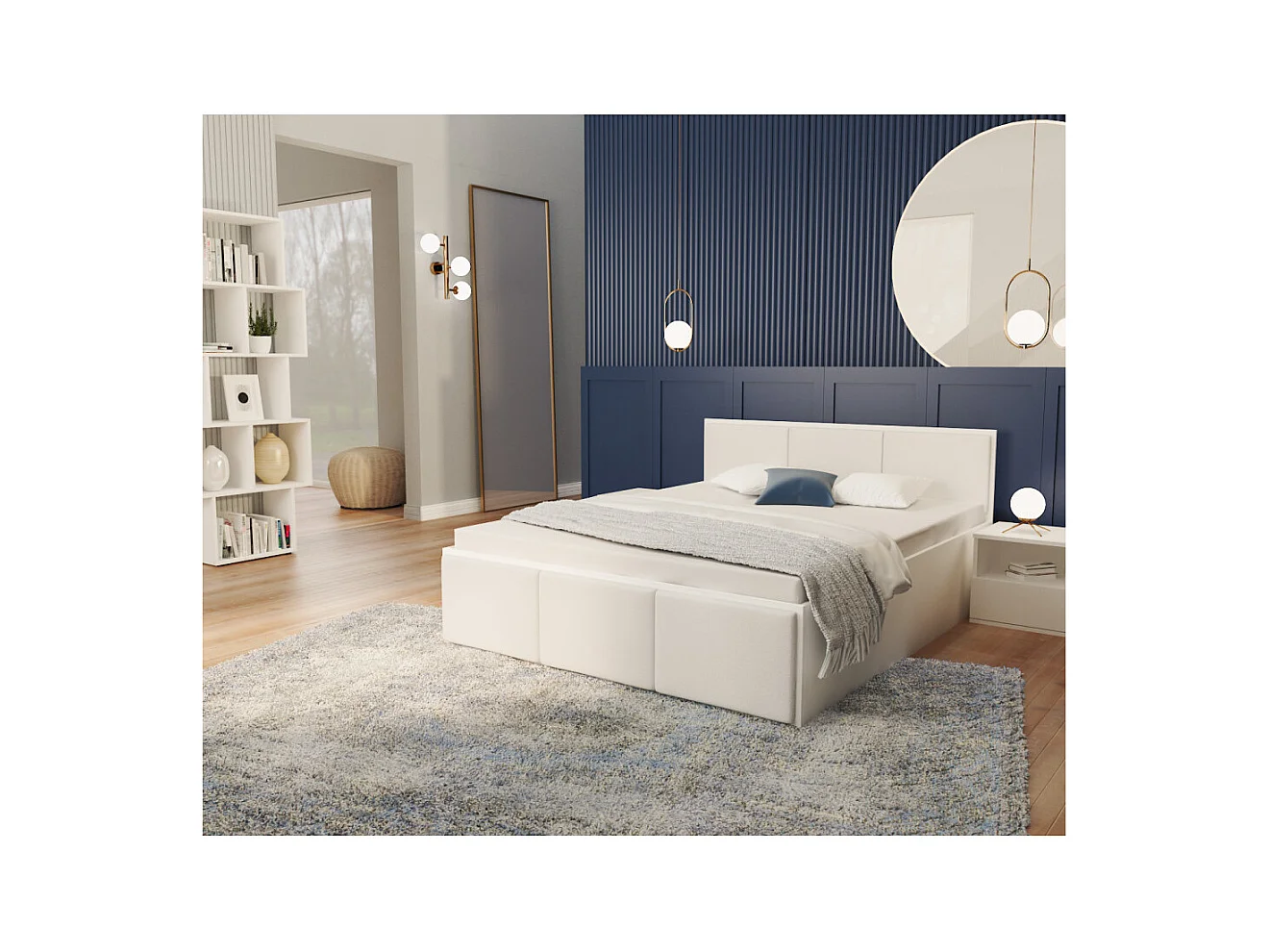 Lit coffre Panama T 140x190 - Sommier inclus Blanc - blanc