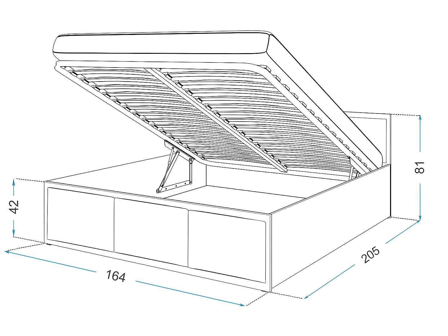 Lit coffre Panama T 160x200 - Sommier inclus Chêne - Blanc