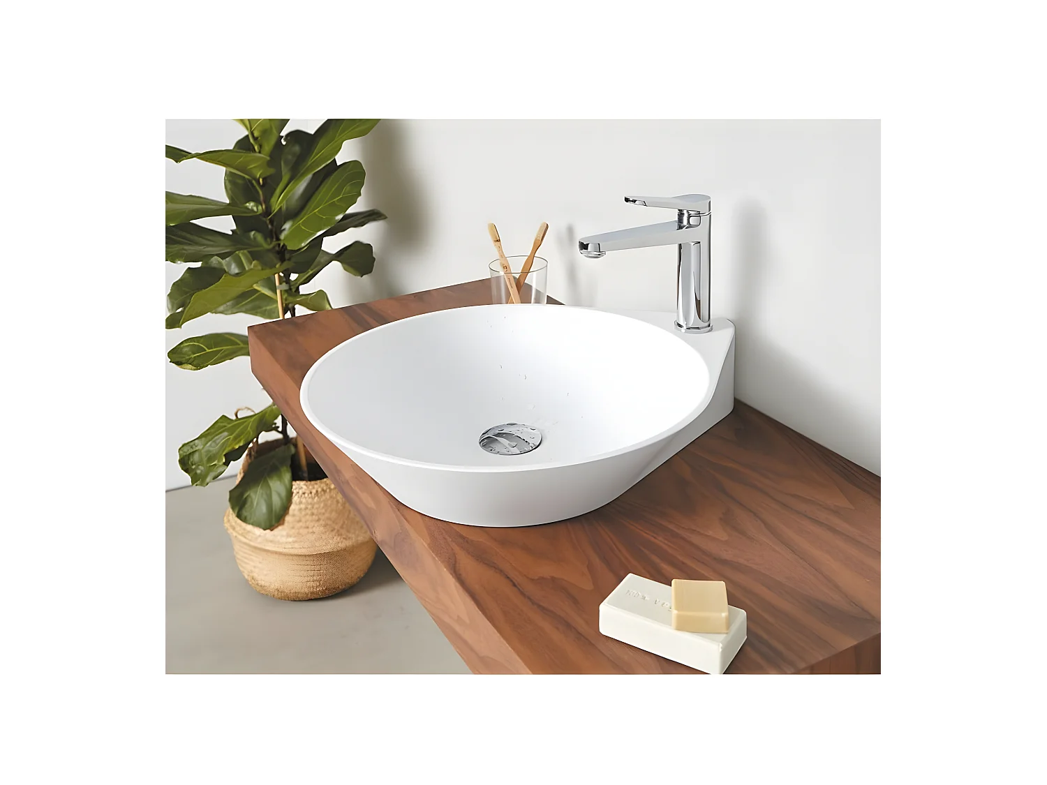 Waschbecken aus Kunststein NADIR 43.5 cm x 51 cm