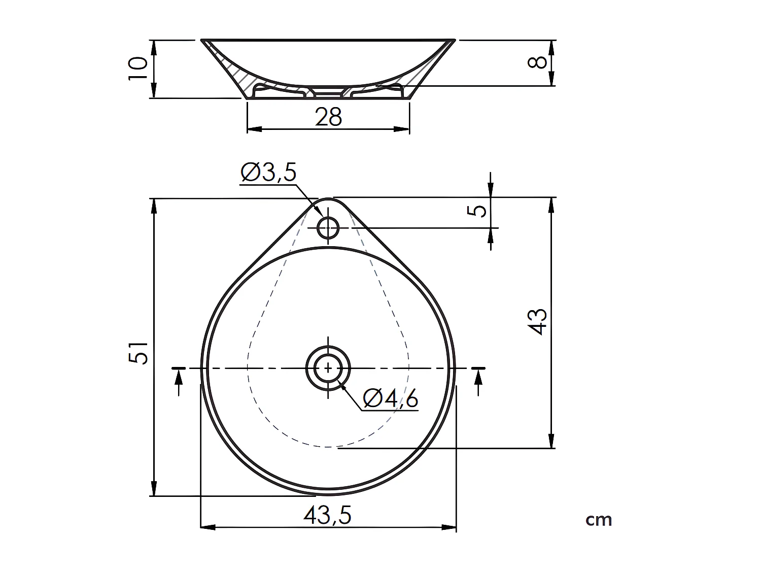 Waschbecken aus Kunststein NADIR 43.5 cm x 51 cm