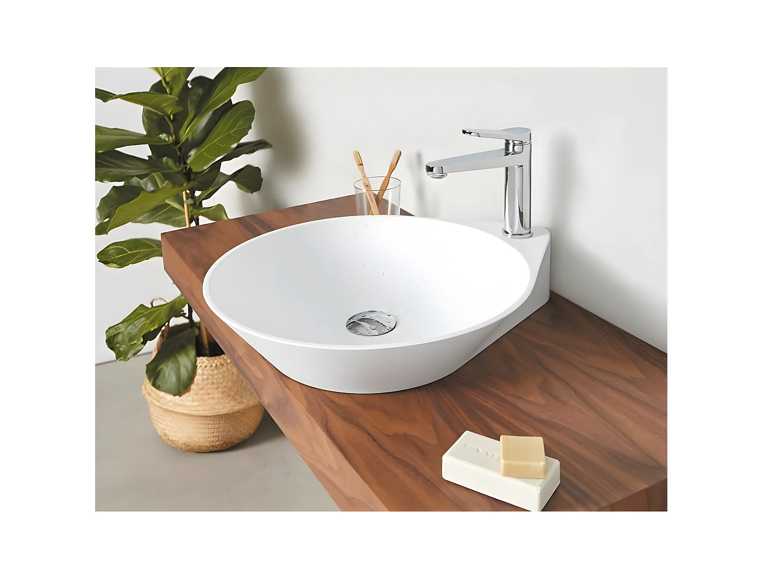 Waschbecken aus Kunststein NADIR 43.5 cm x 51 cm