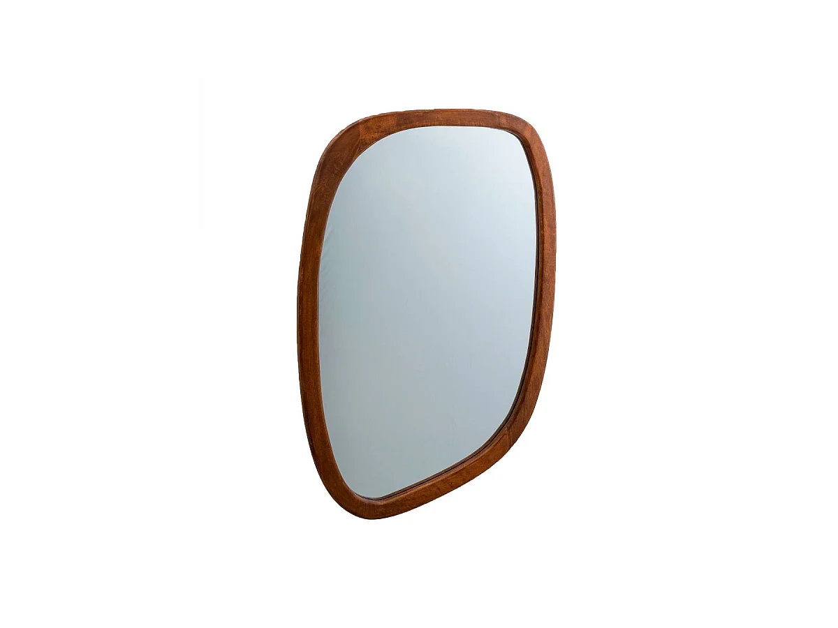 Miroir abstrait en bois de manguier foncé Marley