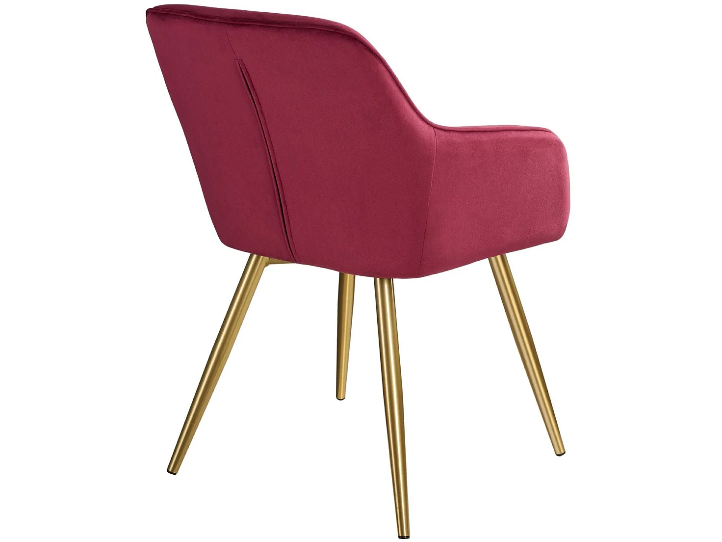 Lot de 4 chaises pieds doré siège de salon cuisine salle à manger design élégant velours bordeaux 08_0000110