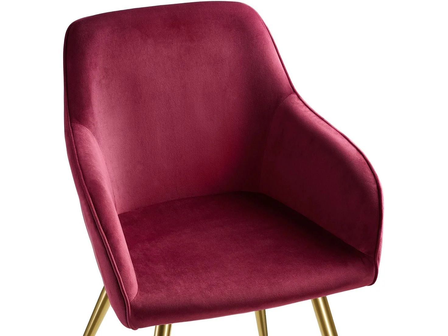 Lot de 4 chaises pieds doré siège de salon cuisine salle à manger design élégant velours bordeaux 08_0000110