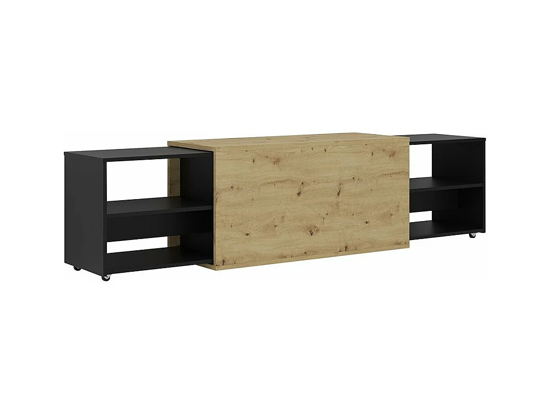 Mobile Unità TV 194,5x39,9x49,2 cm Rovere Artigianale e Nero