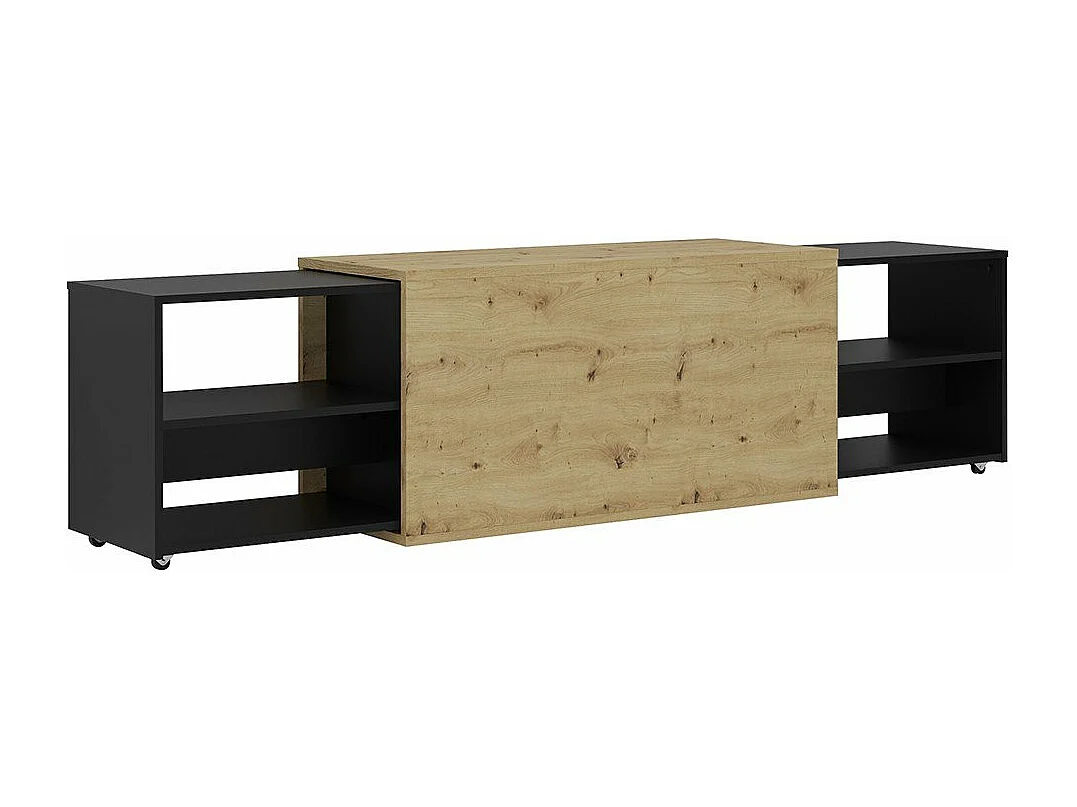 Mobile Unità TV 194,5x39,9x49,2 cm Rovere Artigianale e Nero