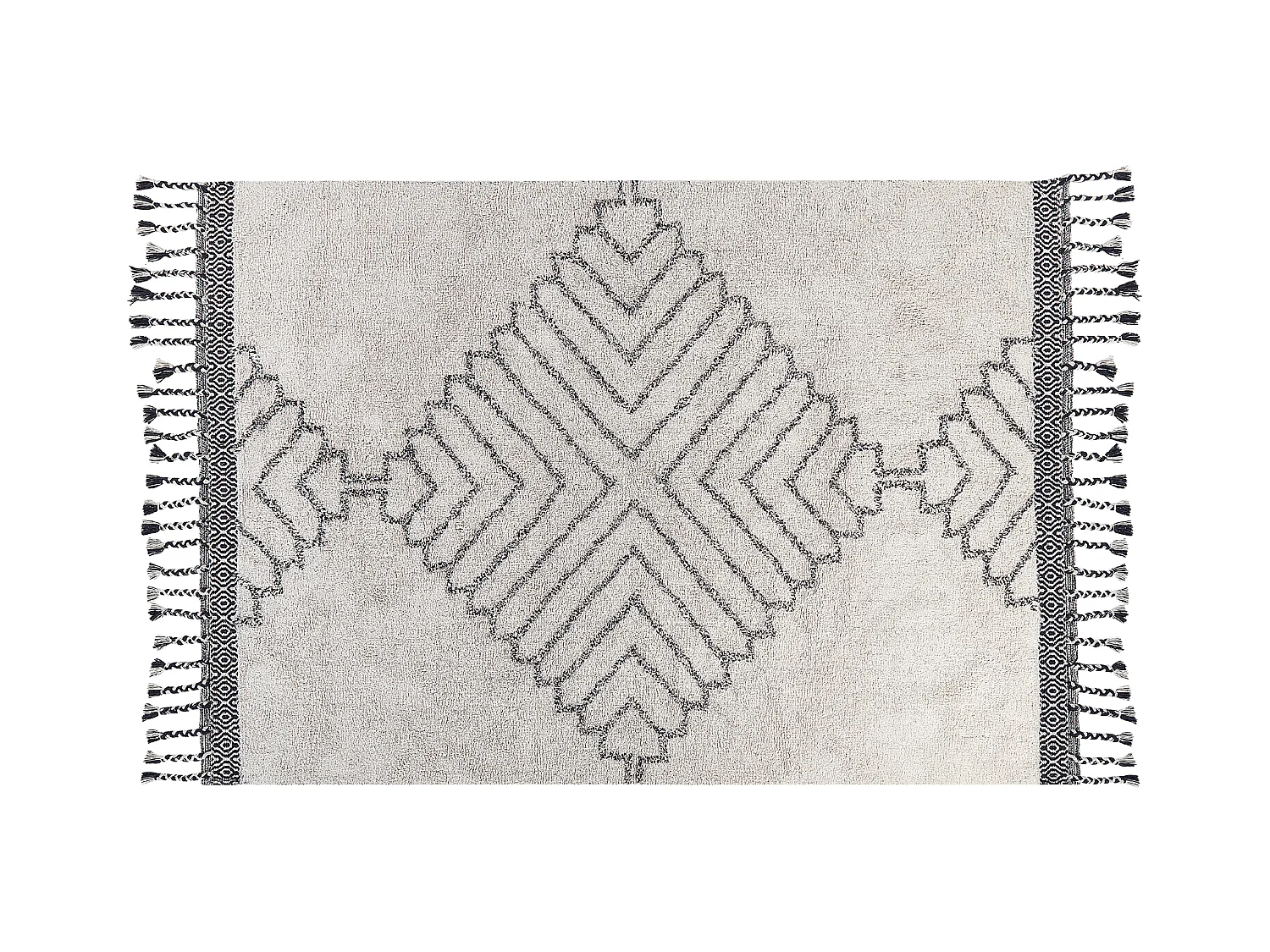 Teppich Baumwolle weiss / schwarz 140 x 200 cm geometrisches Muster Kurzflor ERAY