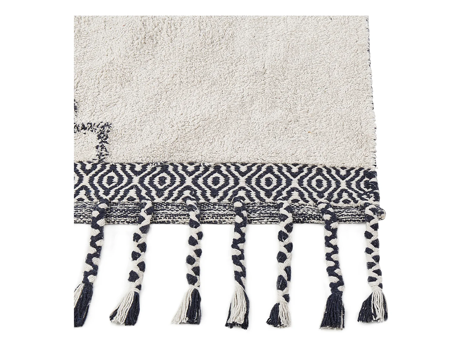 Teppich Baumwolle weiss / schwarz 140 x 200 cm geometrisches Muster Kurzflor ERAY