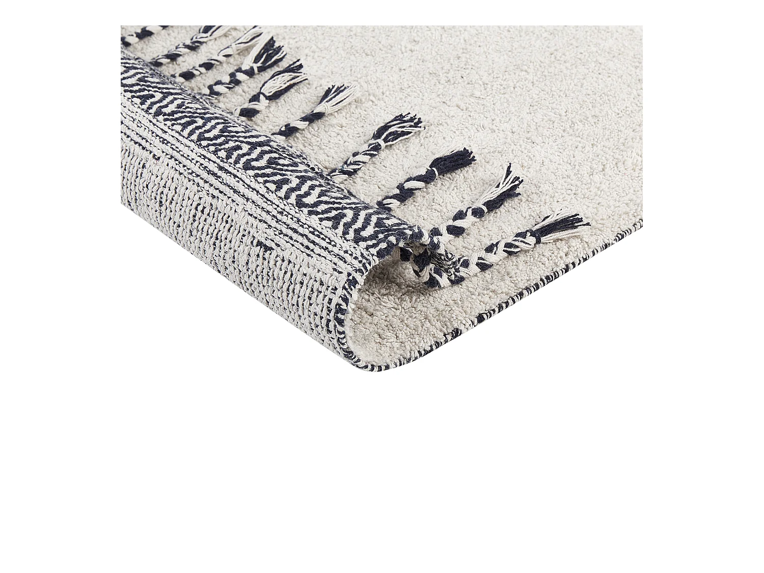 Teppich Baumwolle weiss / schwarz 140 x 200 cm geometrisches Muster Kurzflor ERAY