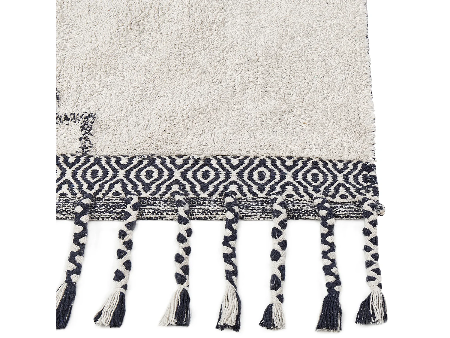 Tapis en coton 140 x 200 cm blanc et noir ERAY