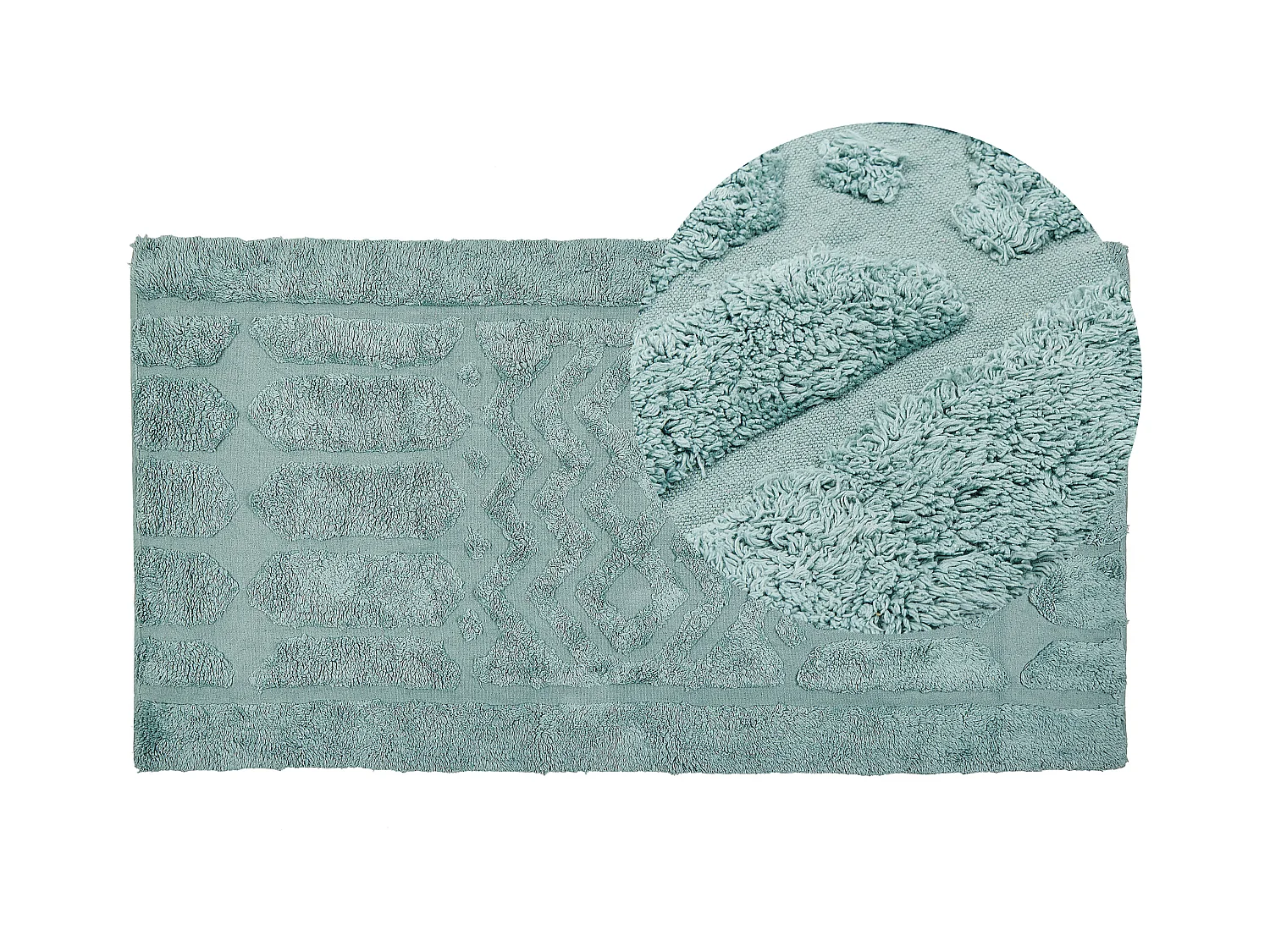 Teppich Baumwolle grün einfarbig geometrisches Muster 80 x 150 cm Modern Sirnak