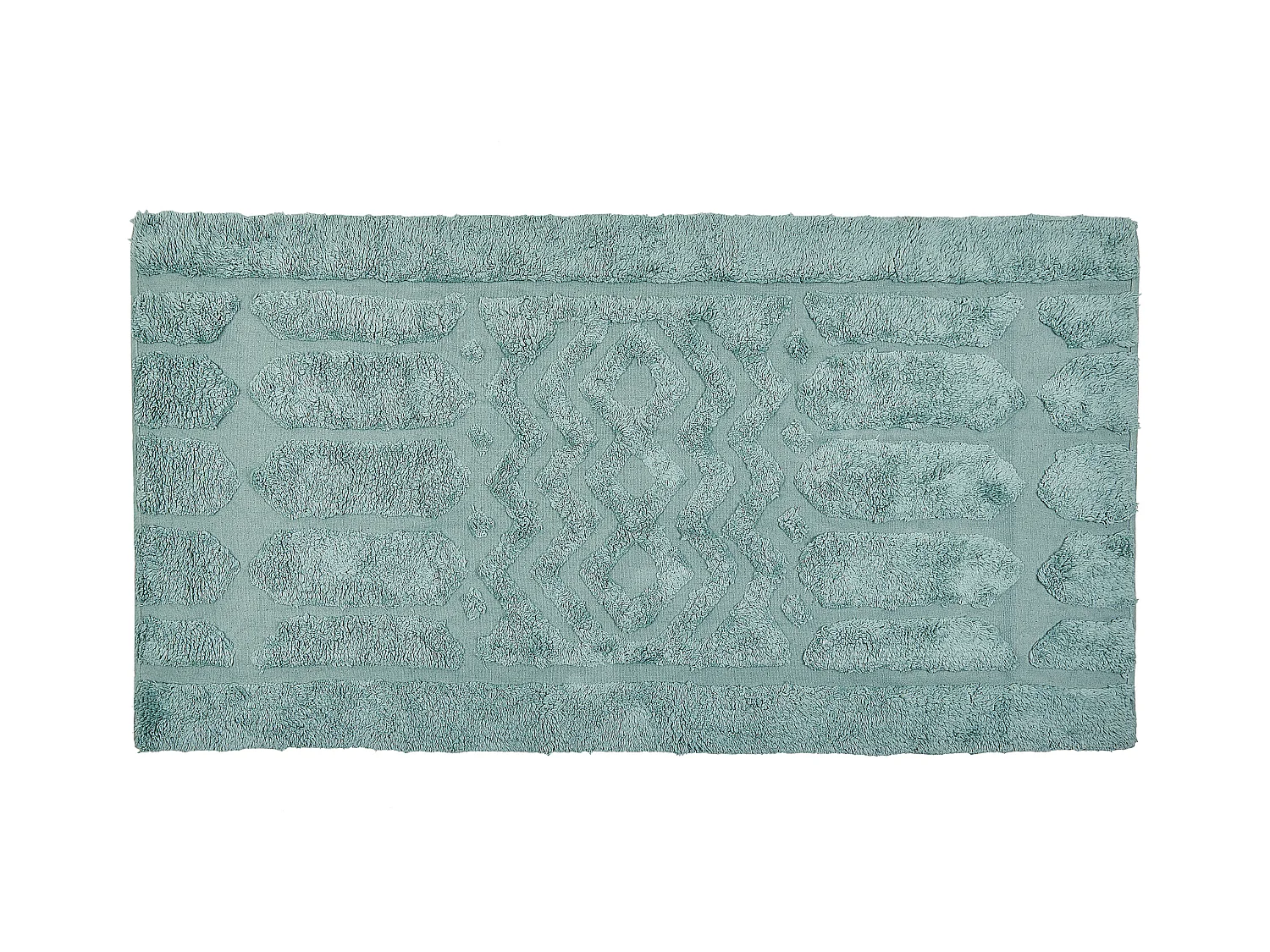 Teppich Baumwolle grün einfarbig geometrisches Muster 80 x 150 cm Modern Sirnak