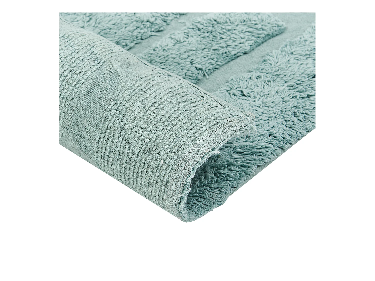 Teppich Baumwolle grün einfarbig geometrisches Muster 140 x 200 cm Modern Sirnak